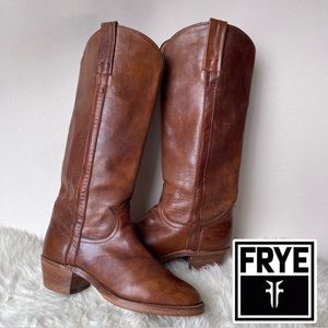Frye Campus Riding Tall Heeled Boots Brown Tan 7.5 (fit like 8)